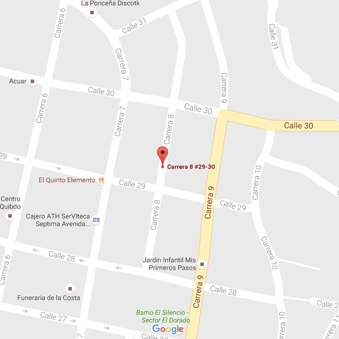 Mapa de Quibdó mostrando donde queda Nefrochoco